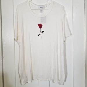 NWT 3X Forever21 White Flowy Rose Graphic T-Shirt
